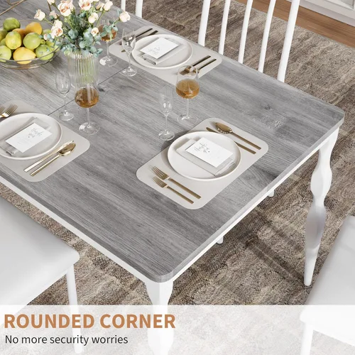 Miniatura 6 de Mesa de comedor rectangular para 6, 71 pulgadas, mesa de cocina rústica de granja con mesa grande, mesa de comedor larga de madera con patas