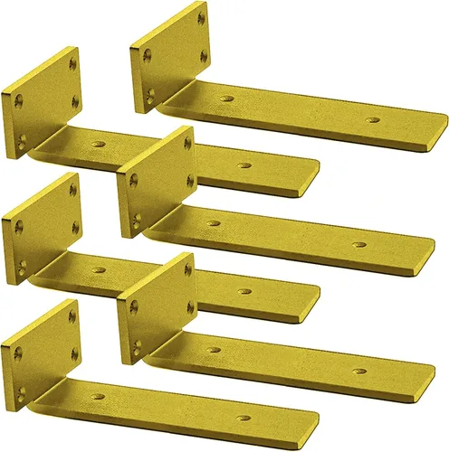 Miniatura 14 de Soportes de estante flotante resistentes - Soportes de L de metal negro industrial de 1/5 pulgada de espesor, soportes de estante de acero sólido