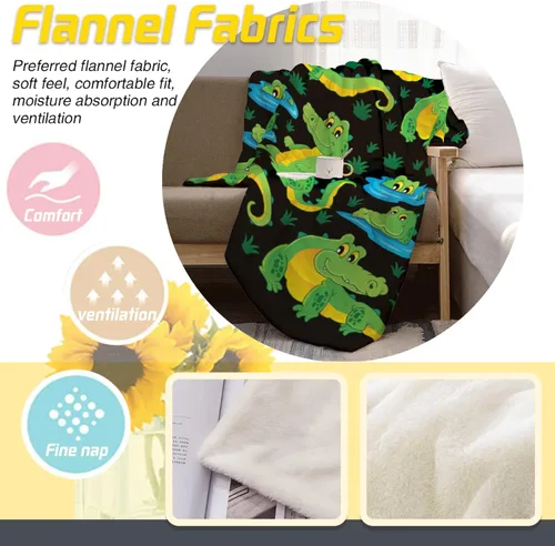 Miniatura 2 de Manta suave de cocodrilo de cocodrilo para todas las estaciones, manta gruesa y cálida de franela para cama, sofá o sillón, 50 x 40 pulgadas