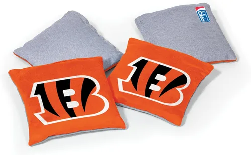 Bolsas rellenas de maíz NFL Pro Football Cincinnati Bengals de doble cara de Wild Sports, paquete de 4 - Bolsas de lanzamiento premium para juegos