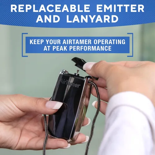 Miniatura 5 de AirTamer Purificador de aire personal recargable A320, rendimiento probado, probado contra virus y contaminantes*, negro con estuche de viaje