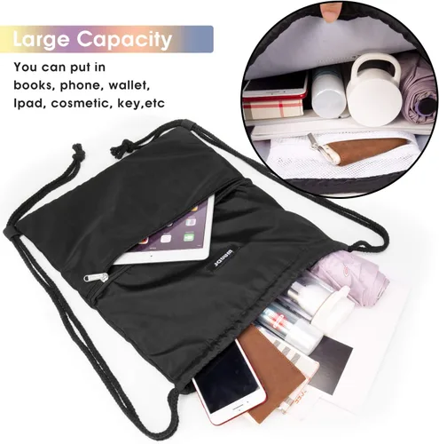 Miniatura 3 de WANDF - Mochila de nailon con cordón, resistente al agua, para gimnasio, compras, deporte, yoga