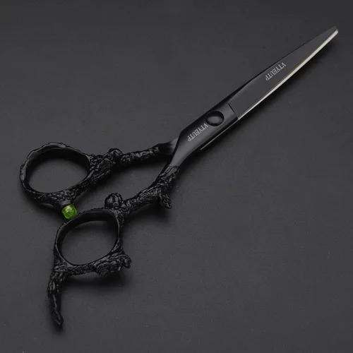 Miniatura 2 de Tijeras profesionales de corte de pelo de 6.0 pulgadas, mango de dragón negro 440C, tijeras de corte de peluquería, perfectas para peluquería y uso