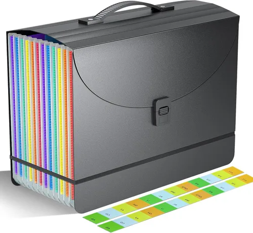 Organizador de archivos de acordeón/carpeta de archivos expandible con asa, caja de archivo de 13 bolsillos, perfecta para soporte de Mate