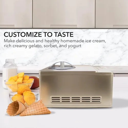 Miniatura 7 de Whynter Máquina automática para hacer helados y yogur de 2 cuartos de galón con compresor integrado, pantalla digital LCD y temporizador, sin Oro