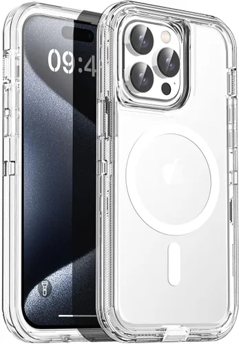 Miniatura 30 de AICase Funda transparente para iPhone 16e/13/iPhone 14, compatible con MagSafe 3 en 1, resistente protección contra caídas, cuerpo completo, a