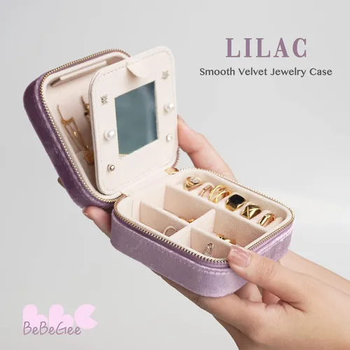 Miniatura 2 de Joyero de viaje de terciopelo, mini organizador de viaje portátil, pequeñas cajas de joyería para mujeres, regalos de dama de honor y artículos