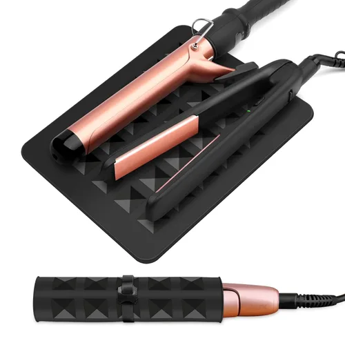 Miniatura 8 de Alfombrilla profesional resistente al calor para herramientas de peinado del cabello: rizador, plancha plana, herramientas calientes y uso de viaje