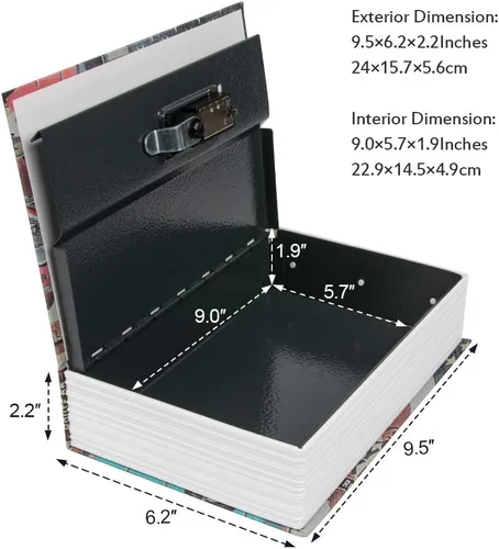Miniatura 4 de KYODOLED - Caja fuerte con forma de libro, con cerradura de combinación, caja portátil de seguridad secreta, para ocultar dinero, metálica