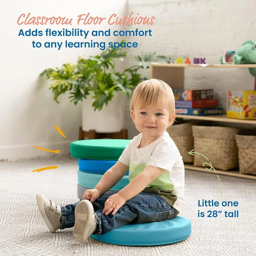 Miniatura 3 de ECR4Kids SoftZone - Cojines de suelo, redondos, asientos flexibles, contemporáneos, 6 piezas