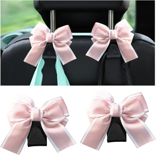 Miniatura 11 de Mandark 2 piezas de ganchos para reposacabezas de asiento de automóvil, lindos ganchos de arco para bolsos y bolsas, accesorios de decoración