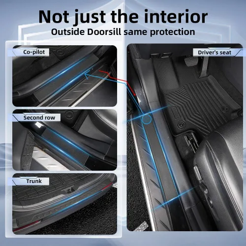 Miniatura 5 de Alfombrillas actualizadas para Toyota RAV4 2025-2019 y RAV4 Hybrid+placas para umbral de puerta, 9 piezas, revestimientos de suelo TPE + alfombrilla