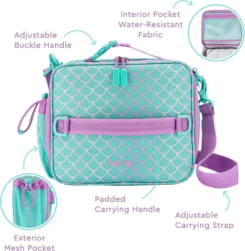 Miniatura 8 de Bentgo Juego de bolsas de almuerzo aisladas con estampado de lonchera estilo Bento, para niños (escamas de sirena)