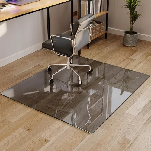 Miniatura 12 de Koonmi Tapete para silla de vidrio templado para suelos de madera dura y alfombras, 30 x 55 pulgadas, protector de piso de oficina transparente