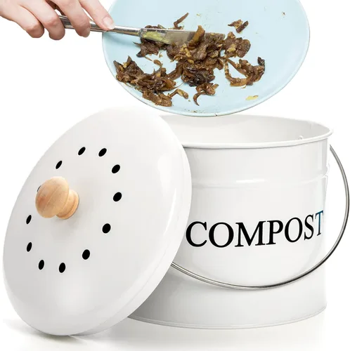 Miniatura 4 de AVLA Contenedor de compostaje para encimera de cocina, cubo de compostador de 1 galón, cubo de compostaje de residuos de alimentos, contenedor