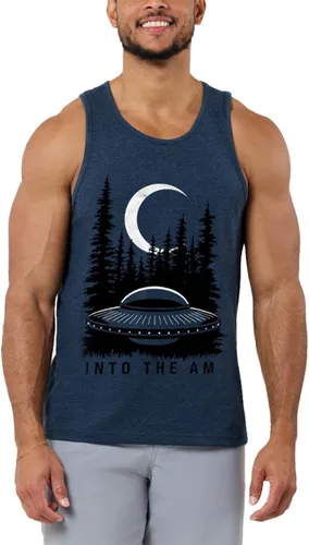 INTO THE AM Camisetas sin mangas gráficas para hombre, camisetas sin mangas con ilustraciones geniales para verano, playa, ejercicio, fitness, talla