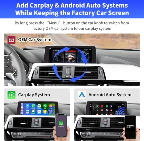 Miniatura 3 de Road Top Kit inalámbrico CarPlay Android Auto Retrofit para BMW EVO ID5/ID6 System (2017-2020), compatible con BMW 1 2 3 4 5 6 7 Series y M3 M4 M5