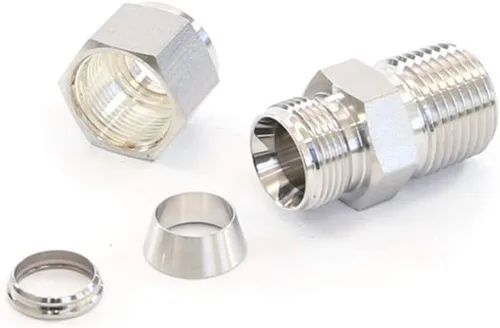 Miniatura 4 de Beduan 304 Acoplador de casquillo de compresión de acero inoxidable, tubo de 5/16 pulgadas OD x 1/4 pulgadas NPT macho, adaptador recto con dobles