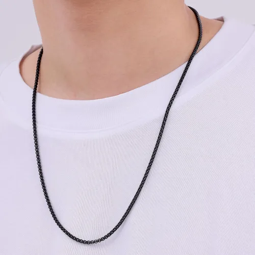 Miniatura 7 de Fiusem Cadena de caja de tono plateado para hombres, collares de cadena para hombres, mujeres y niños, 22.5340.197 in