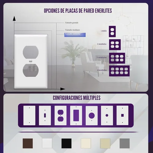Miniatura 5 de ENERLITES - Kit de placas de pared doble, cubiertas de tomacorriente, tamaño estándar, 1 cuadrilla, 4.50 pulgadas x 2.76 pulgadas, policarbonato