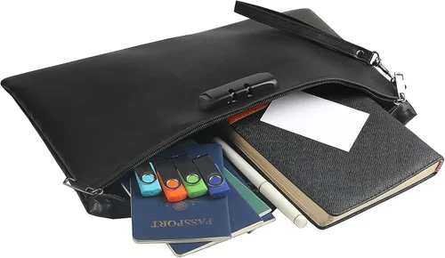 Miniatura 4 de Bolsa de documentos ignífuga de 2000℉ con bloqueo de contraseña, color negro, 14.3 x 10.2 pulgadas, bolsa de dinero ignífuga para efectivo
