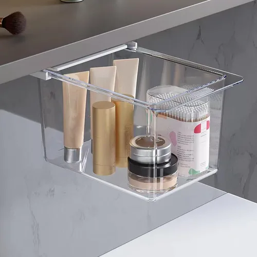 Miniatura 8 de Organizador de cajones para debajo del escritorio, caja de almacenamiento extraíble transparente a prueba de polvo con diseño de dibujos animados