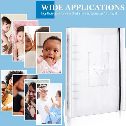 Miniatura 5 de Spakon Mini álbum de fotos con 20 carpetas interiores de 6 anillos para tarjetas fotográficas A5 Kpop, portatarjetas para libros, carpetas