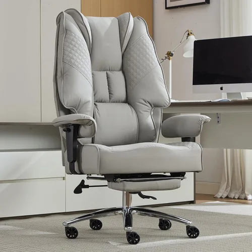 Miniatura 13 de EXCEBET Silla de oficina grande y alta con reposapiés, silla de oficina ejecutiva de piel sintética con respaldo alto, 400 libras, sillas Blanco