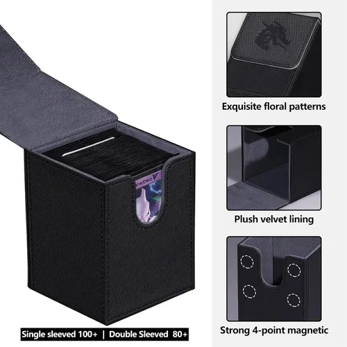 Miniatura 4 de MTG - Caja de cartas para Commander Deck Box con 2 divisores, caja de almacenamiento de tarjetas para más de 100 tarjetas de una sola manga, soporte