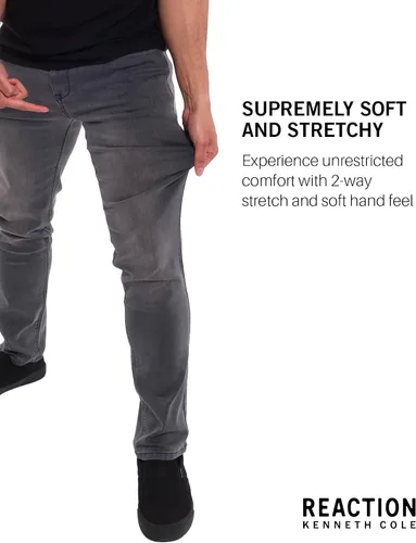 Miniatura 3 de Kenneth Cole REACTION Jeans ajustados para hombre, jeans elásticos de 2 vías para hombre, corte ajustado, jeans de 5 bolsillos para hombre