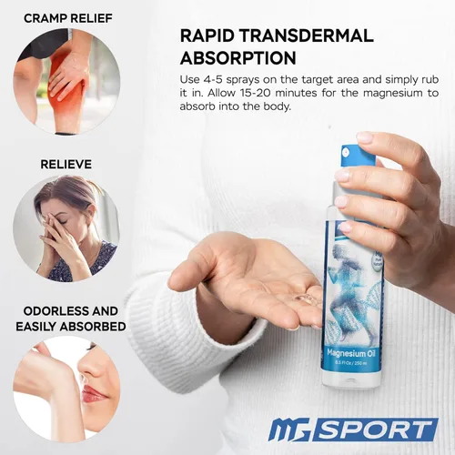 Miniatura 7 de Suplemento de zinc y magnesio de alta absorción y aceite de magnesio en aerosol, para calambres en las piernas y recuperación muscular