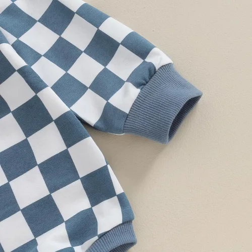 Miniatura 46 de Karuedoo Sudadera a cuadros para bebé niño y niña, mameluco de gran tamaño, manga larga, con burbujas, ropa neutra para otoño