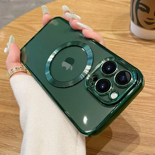 Miniatura 12 de Funda magnética transparente para iPhone 14 Pro con protector de lente de cámara, funda de protección completa compatible con MagSafe elegante funda