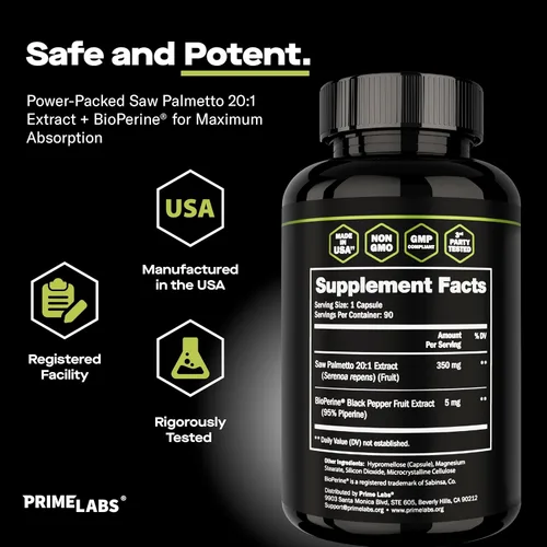 Miniatura 5 de Prime Labs Saw Palmetto para hombres – Suplemento de salud de próstata y urinaria, apoyo para la pérdida de cabello, bloqueador de DHT – 20:1