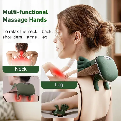 Miniatura 4 de Masajeador de cuello con calor y compresión, masajeador de tejido profundo Shiatsu 4D portátil para cuello, hombros, alivio del dolor de espalda