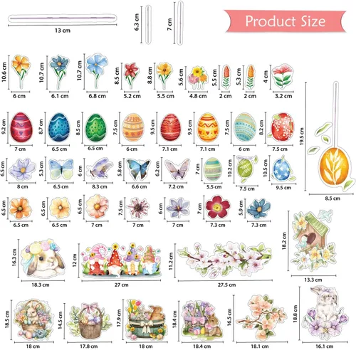 Miniatura 5 de WALPLUS Decoración de primavera para ventana de conejito de Pascua, decoración de primavera, de verano, reutilizable, para despegar y pegar