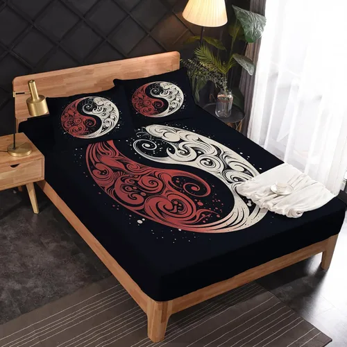 Miniatura 2 de Yin Yang - Juego de sábanas tamaño individual, sábanas japonesas, microfibra suave y bolsillo profundo, sábanas y fundas de almohada estampadas sin
