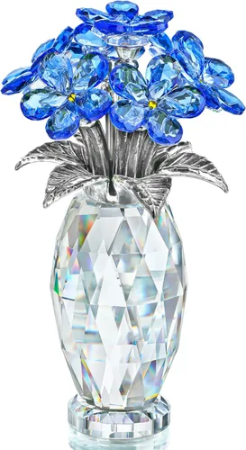 Miniatura 11 de H&D HYALINE & DORA Peso de papel de rosa de cristal azul, regalos de flores de vidrio para mujeres, niñas, esposas, ramo de flores de cristal Azul 2