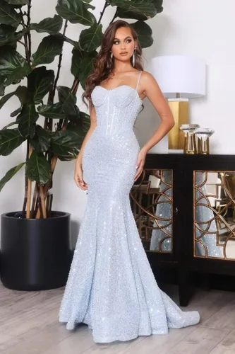 Miniatura 3 de Mermaid Prom Dresses for Women 2023 Sequin Spaghetti Straps Long Sparkly Formal Evening Gowns