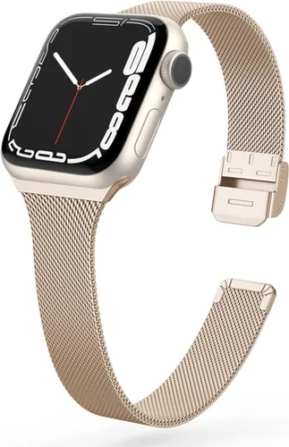Miniatura 10 de Correa de metal compatible con iWatch 38mm 40mm 42mm 44mm, de acero inoxidable, tejido de metal fino pequeño suave, repuesto para iWatch Series 6 5