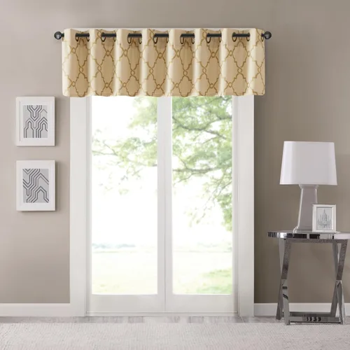 Miniatura 7 de Madison Park Saratoga cenefa con ojales para ventana con estampado de calado filtrante de luz, para sala de estar, dormitorio y cocina, 50 x 18