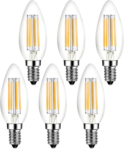 Miniatura 9 de Beonllay Bombilla LED E14 Regulable Equivalente a 60W 2700K Blanco Cálido, Bombillas de Luz E14 Base Europea 6W 600 Lúmenes AC120V, Bombilla Edison
