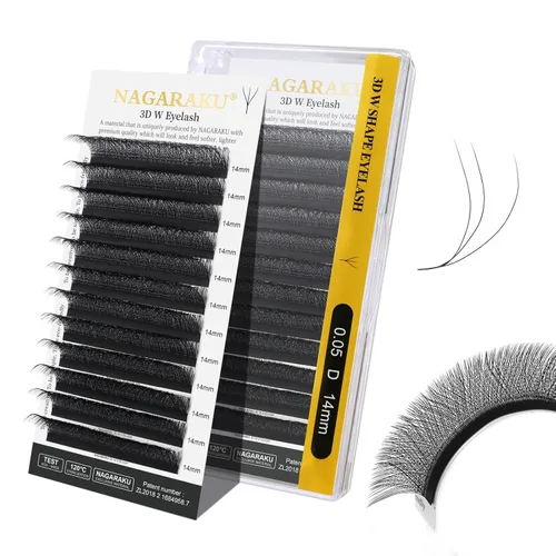 Miniatura 138 de NAGARAKU Extensiones de pestañas Double Tips 4D W, suministros con puntas dobles, gruesas con rizado D de 0.07 mm, bandeja mixta 8-15 mm, 0.07-D