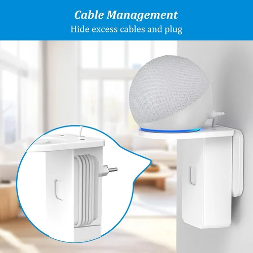 Miniatura 4 de PlusAcc Soporte de pared para Dot 5ª generación y Dot 4ª generación y Google Nest Mini, soporte de salida que ahorra espacio, accesorios para colgar