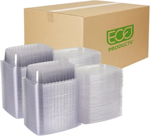 Miniatura 15 de ECO PRODUCTS Contenedores de delicatessen compostables de 8oz transparentes rectangulares con tapas, paquete de 100, para preparación de comidas