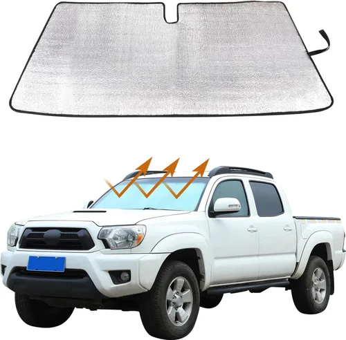 Miniatura 12 de Aunginsy Parasol para parabrisas delantero compatible con Toyota Tacoma 2006-2026, parasol plegable reflectante para rayos UV y protección solar