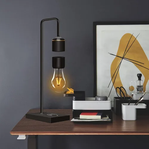 Miniatura 2 de Lámpara Levitante Moderna Única con Luz Flotante y Cargador Inalámbrico Qi Integrado, Diseño Innovador y Sencillo, Luz Nocturna Decorativa Cálida