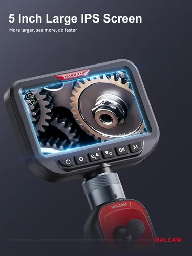 Miniatura 4 de Ralcam Boroscopio articulado de doble lente de 360°, cámara endoscopio HD de 4 vías de 5 pulgadas con zoom ligero 4X, cámara de inspección