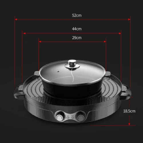 Miniatura 3 de Combo de olla eléctrica y parrilla de 2200 W, cocina portátil 2 en 1 para encimera, totalmente desmontable, control de temperatura independiente