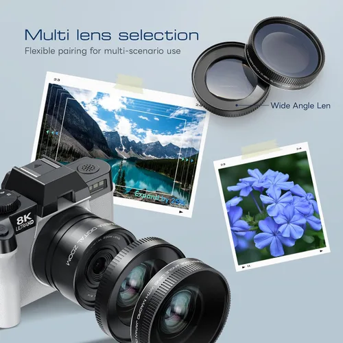 Miniatura 5 de G-Anica Cámaras digitales 8K para fotografía con doble lente (blanco)